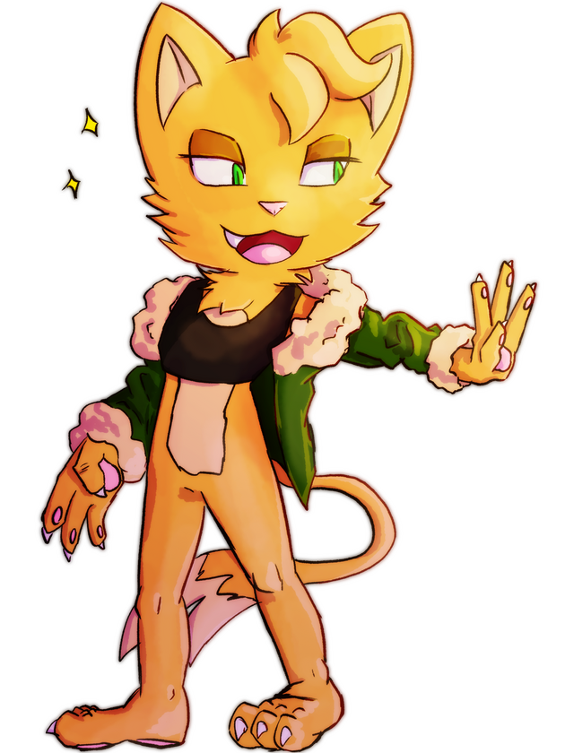 Character profile image of Vex Cat, done to pitch the project