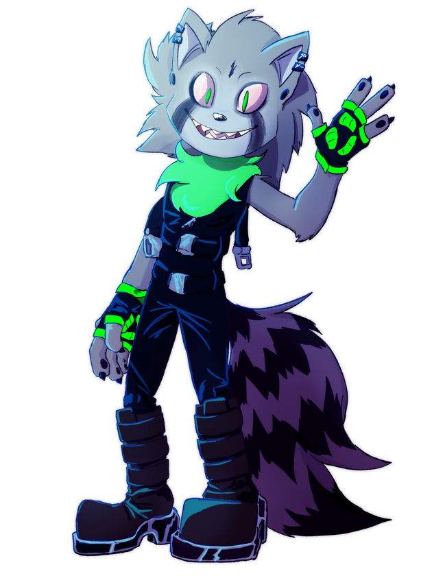 Character profile image of Unknown Raccoon, done to pitch the project