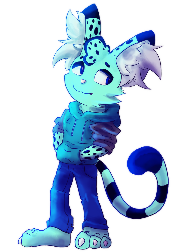 Character profile illustration of Rhys Serval, an Untitled Villains Project character who ended up being cut from the final project